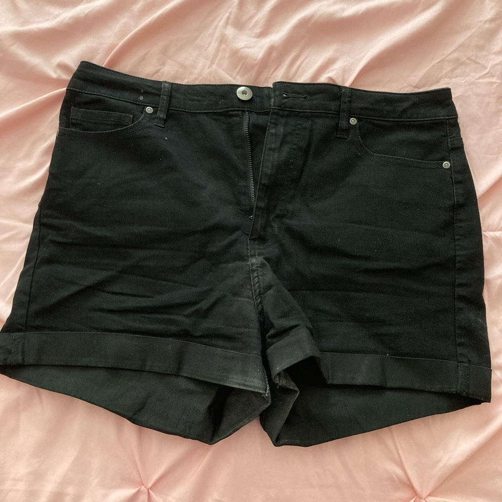 Black jean shorts
